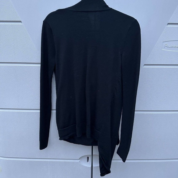 Allsaints Womens black Drina Asymmetrical Drape merino wool knit Jacket sz Small - Picture 9 of 12